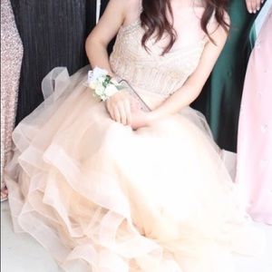 Champagne Dress with Bedazzled Gold Top Part